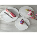 Haonai white round cake plate,9 inch porcelain dessert plate with customized design